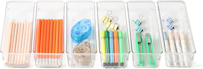3 Pack Large Clear Plastic Drawer Organizer Tray Cutlery Utensil Makeups Drawer Organizers 12" X 6"