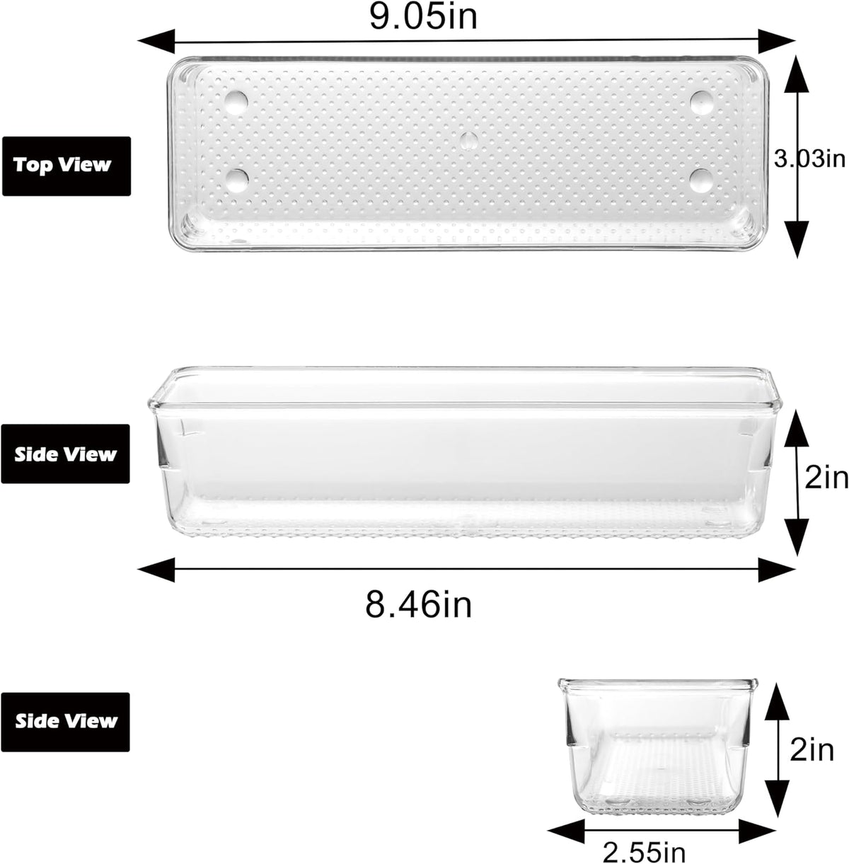 3 Pack Large Clear Plastic Drawer Organizer Tray Cutlery Utensil Makeups Drawer Organizers 12" X 6"