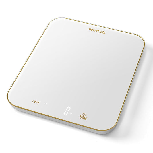 33lb Digital Food Scale Grams and Ounces in 1g, High Precision Assured by Kitchen Scale Professional Factory Since 2001, Gram Scale for Cooking and Baking, LED, 3*AAA, White by Golden Line