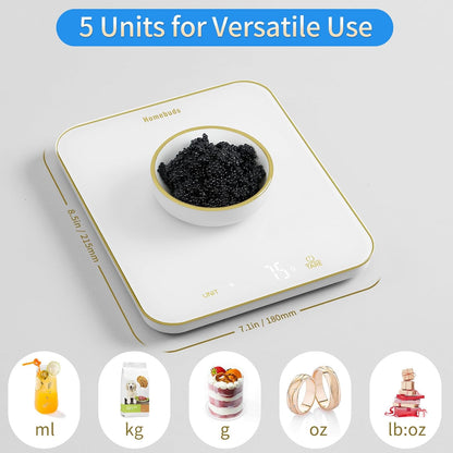 33lb Digital Food Scale Grams and Ounces in 1g, High Precision Assured by Kitchen Scale Professional Factory Since 2001, Gram Scale for Cooking and Baking, LED, 3*AAA, White by Golden Line