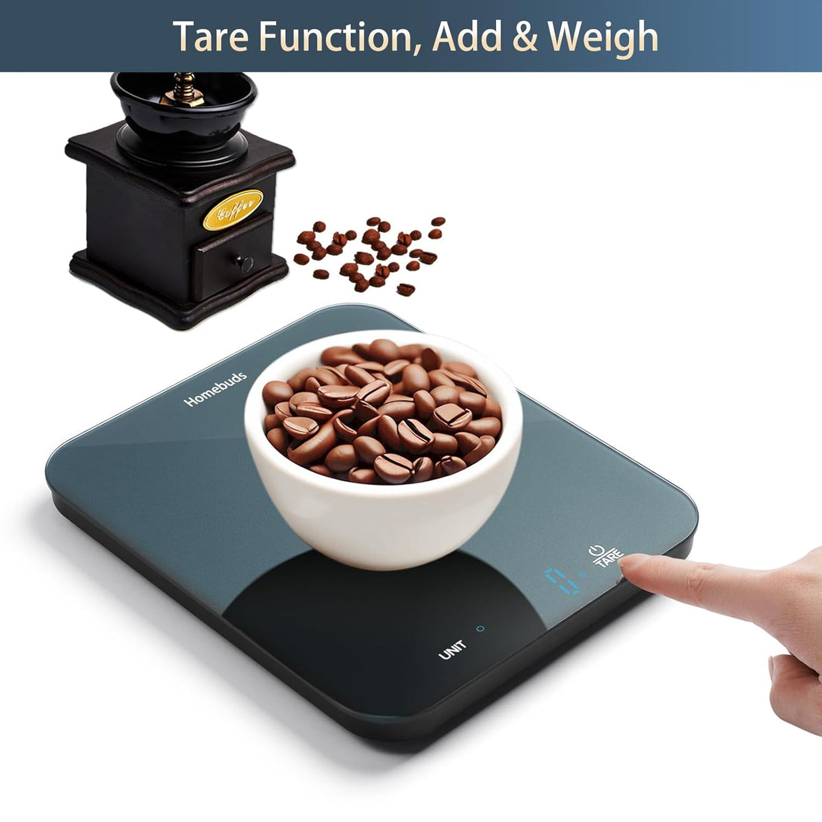 33lb Digital Food Scale Grams and Ounces in 1g, High Precision Assured by Kitchen Scale Professional Factory Since 2001, Gram Scale for Cooking and Baking, LED, 3*AAA, White by Golden Line