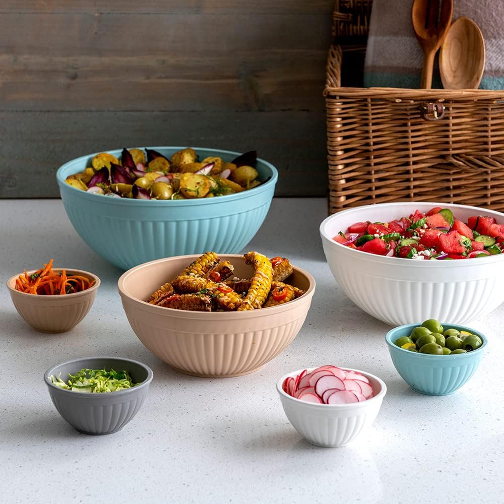Prep and Serve Mixing Bowls Set, Earth-Tones