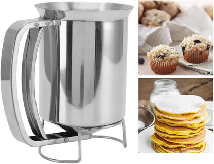 800ml / 27fl oz Pancake Batter Dispenser Bottle, Stainless Steel Funnel Cake Dispenser, Handheld Spout Pancake Mix Batter Pourer Dispenser for Baking Cupcakes Muffins