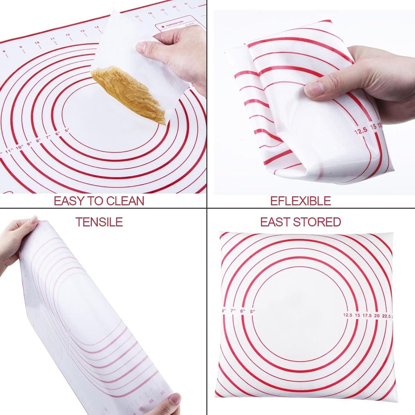 Rolling Pins, Stainless Steel Dough Roller, Rolling Pin and Silicone Baking Pastry Mat Set, Adjustable Rolling Pin with Thickness Rings for Baking Dough, Pizza, Pie, Pastries, Pasta, Cookies(Black)