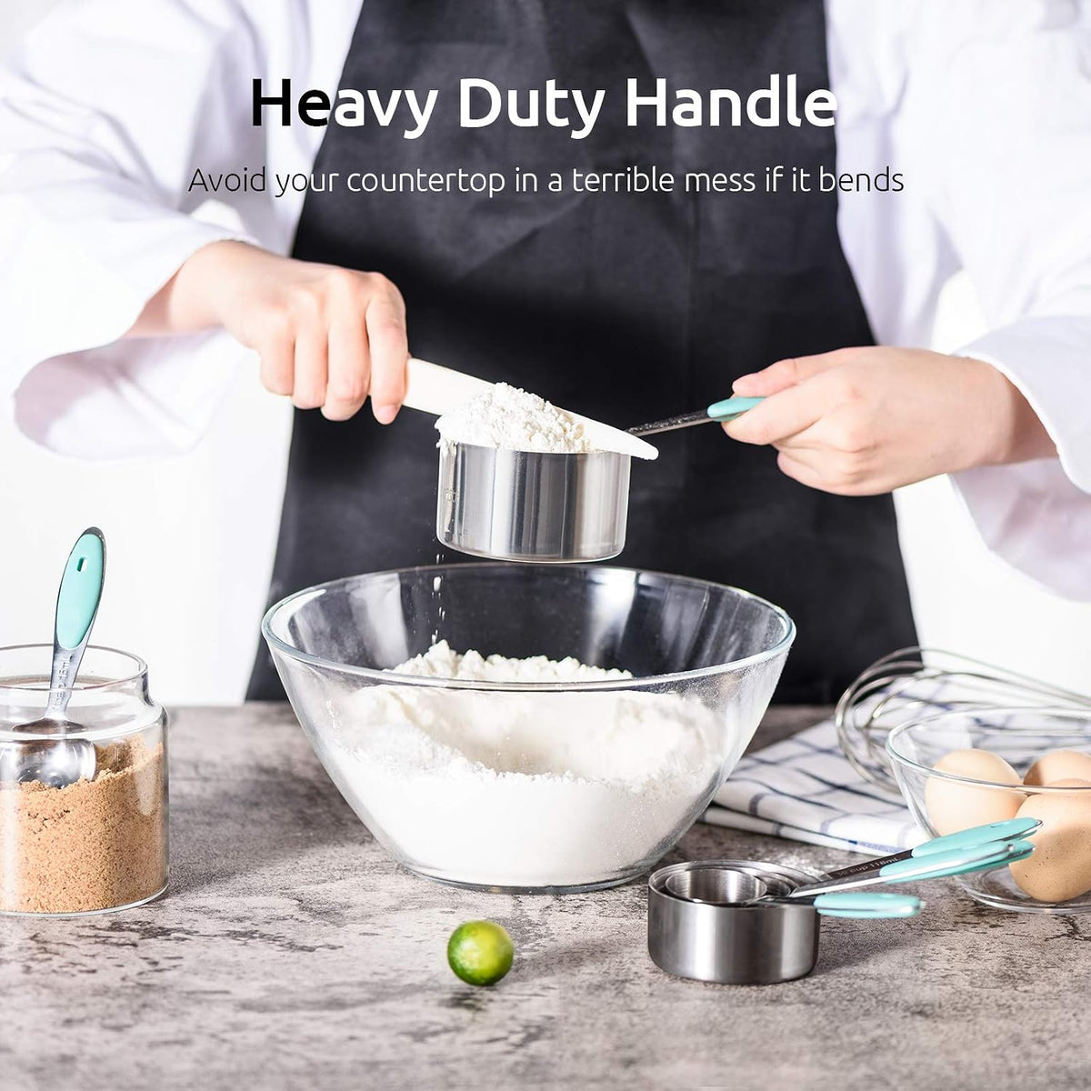 Measuring Cups : 18/8 Stainless Steel Measuring Cups and Spoons Set of 10 Piece, Upgraded Thickness Handle (Multicolors)