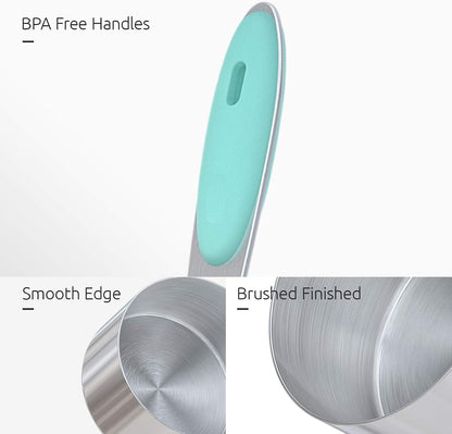Measuring Cups : 18/8 Stainless Steel Measuring Cups and Spoons Set of 10 Piece, Upgraded Thickness Handle (Multicolors)