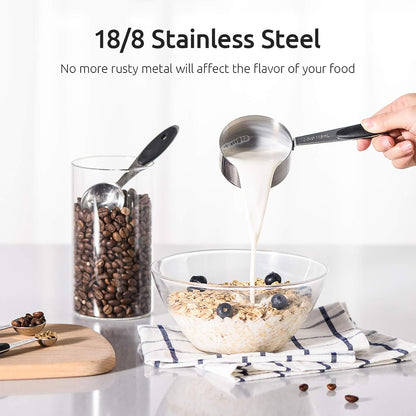 Measuring Cups : 18/8 Stainless Steel Measuring Cups and Spoons Set of 10 Piece, Upgraded Thickness Handle (Multicolors)