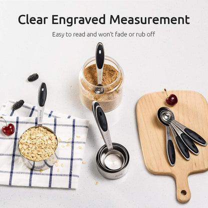 Measuring Cups : 18/8 Stainless Steel Measuring Cups and Spoons Set of 10 Piece, Upgraded Thickness Handle (Multicolors)