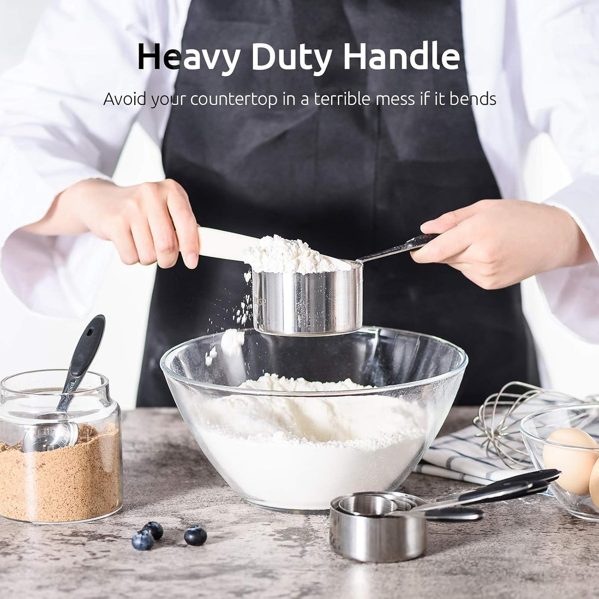 Measuring Cups : 18/8 Stainless Steel Measuring Cups and Spoons Set of 10 Piece, Upgraded Thickness Handle (Multicolors)