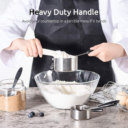 Measuring Cups : 18/8 Stainless Steel Measuring Cups and Spoons Set of 10 Piece, Upgraded Thickness Handle (Multicolors)