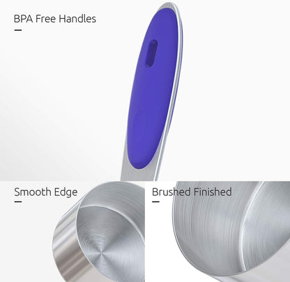 Measuring Cups : 18/8 Stainless Steel Measuring Cups and Spoons Set of 10 Piece, Upgraded Thickness Handle (Multicolors)