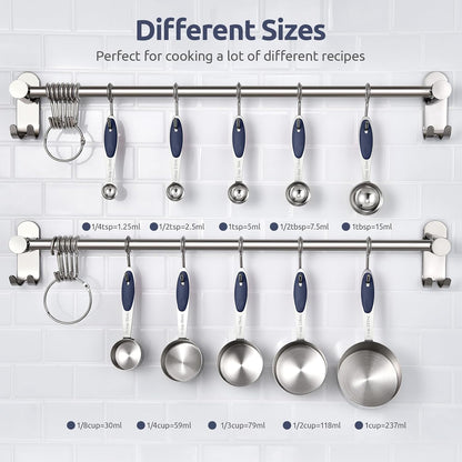 Measuring Cups : 18/8 Stainless Steel Measuring Cups and Spoons Set of 10 Piece, Upgraded Thickness Handle (Multicolors)