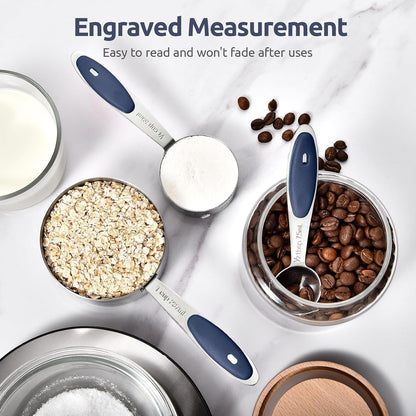 Measuring Cups : 18/8 Stainless Steel Measuring Cups and Spoons Set of 10 Piece, Upgraded Thickness Handle (Multicolors)