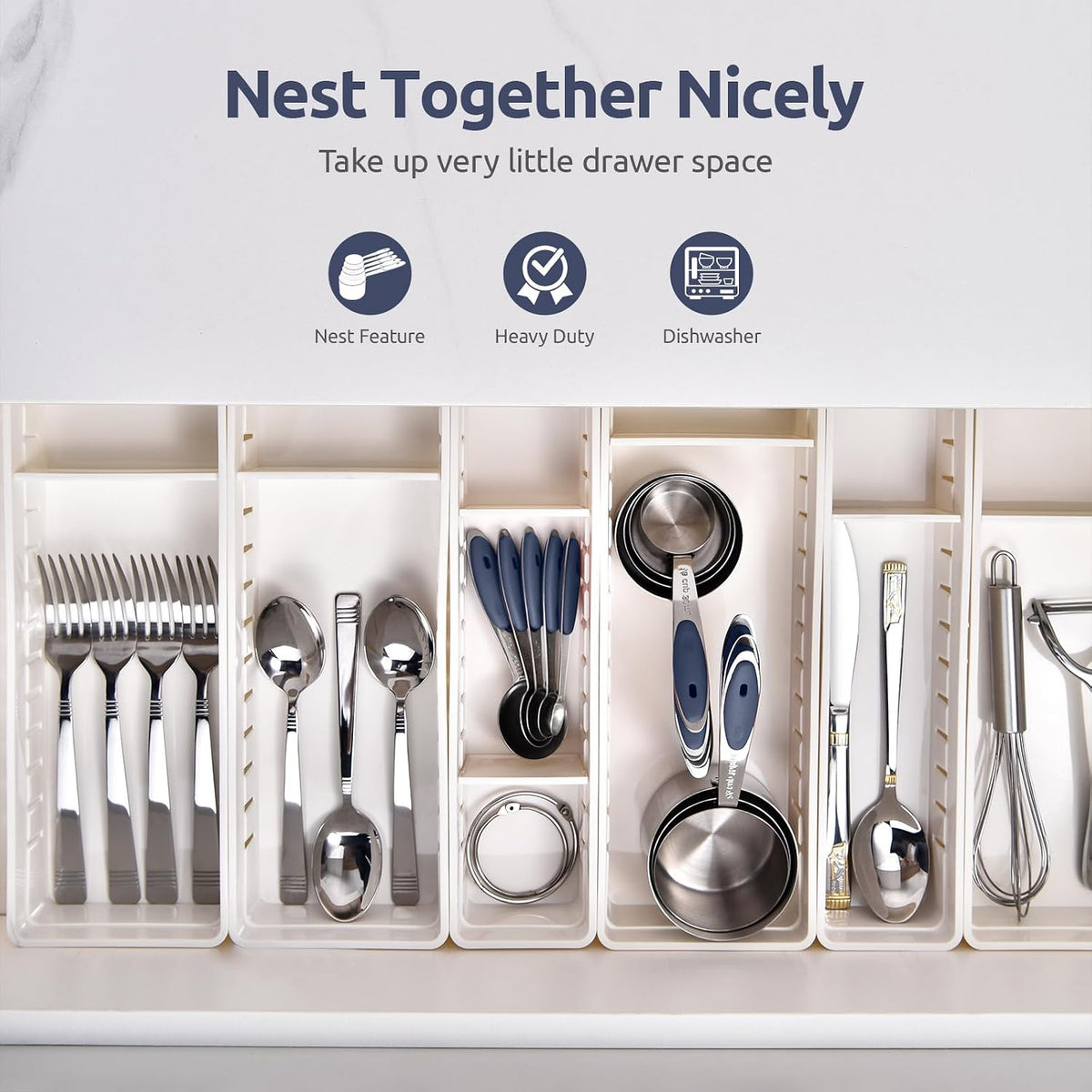 Measuring Cups : 18/8 Stainless Steel Measuring Cups and Spoons Set of 10 Piece, Upgraded Thickness Handle (Multicolors)