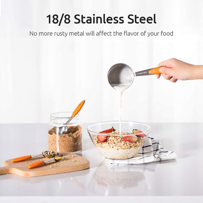 Measuring Cups : 18/8 Stainless Steel Measuring Cups and Spoons Set of 10 Piece, Upgraded Thickness Handle (Multicolors)