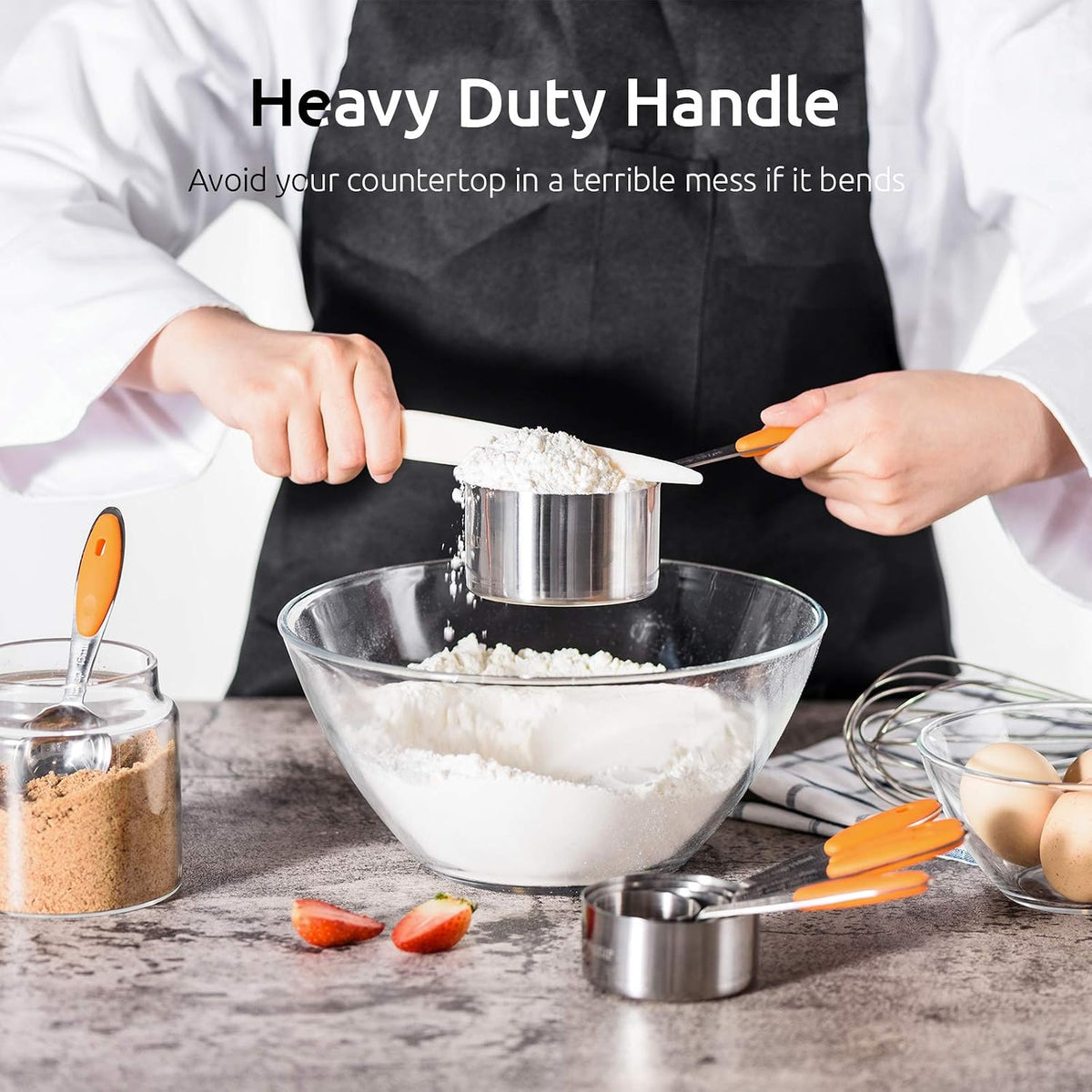 Measuring Cups : 18/8 Stainless Steel Measuring Cups and Spoons Set of 10 Piece, Upgraded Thickness Handle (Multicolors)