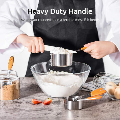 Measuring Cups : 18/8 Stainless Steel Measuring Cups and Spoons Set of 10 Piece, Upgraded Thickness Handle (Multicolors)