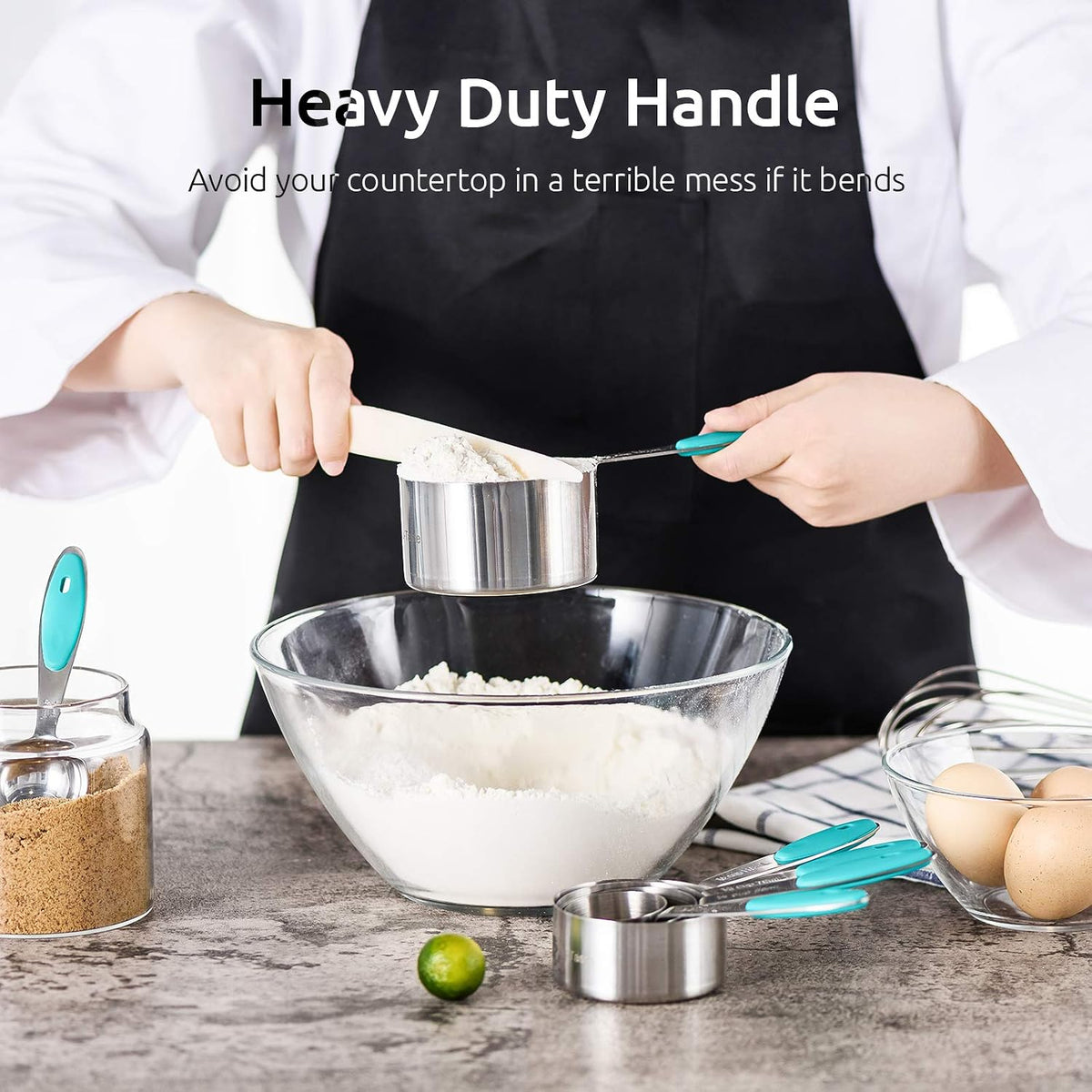 Measuring Cups : 18/8 Stainless Steel Measuring Cups and Spoons Set of 10 Piece, Upgraded Thickness Handle (Multicolors)