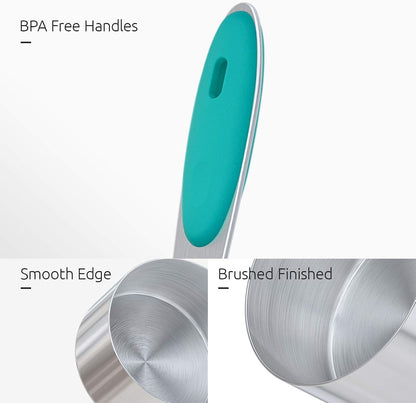 Measuring Cups : 18/8 Stainless Steel Measuring Cups and Spoons Set of 10 Piece, Upgraded Thickness Handle (Multicolors)
