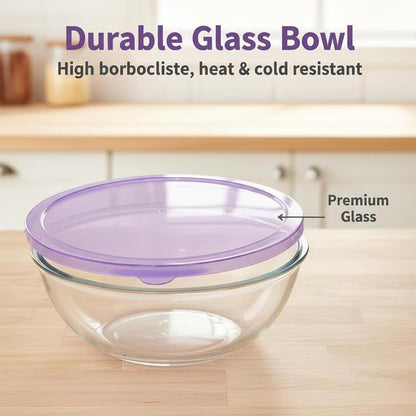 6QT Extra Large Glass Mixing Bowls Clear Glass Salad Cooking Bowls for Kitchen Salad Bread Storage with 8oz Small Bowls,Ideal for Kitchen Storage