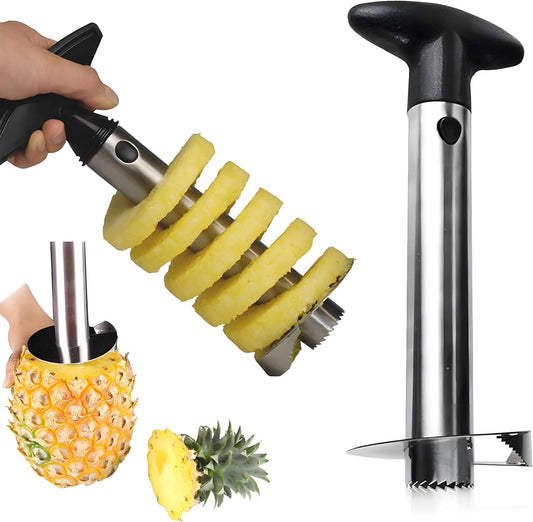 Pineapple Corer & Slicer-Stainless Steel Cutting Tool Pineapple Cutter and Core Remover-Sharp Blades & 3 in 1 Multi Functions