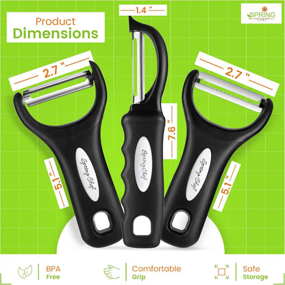 3pcs Vegetable Peelers for Kitchen, Swivel, Y & Julienne Peeler