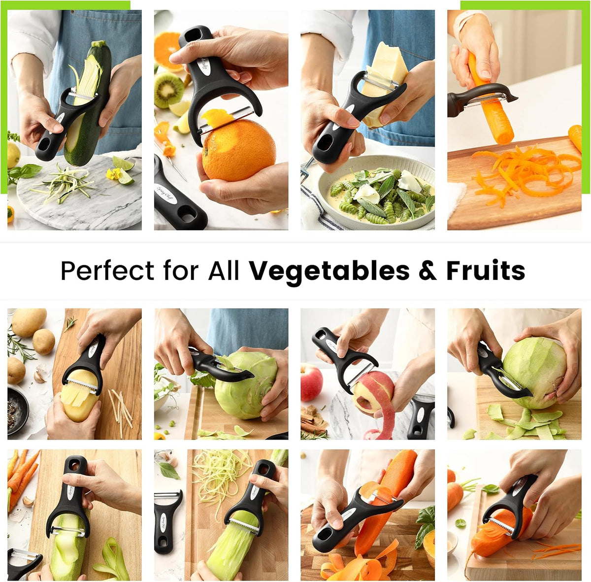 3pcs Vegetable Peelers for Kitchen, Swivel, Y & Julienne Peeler