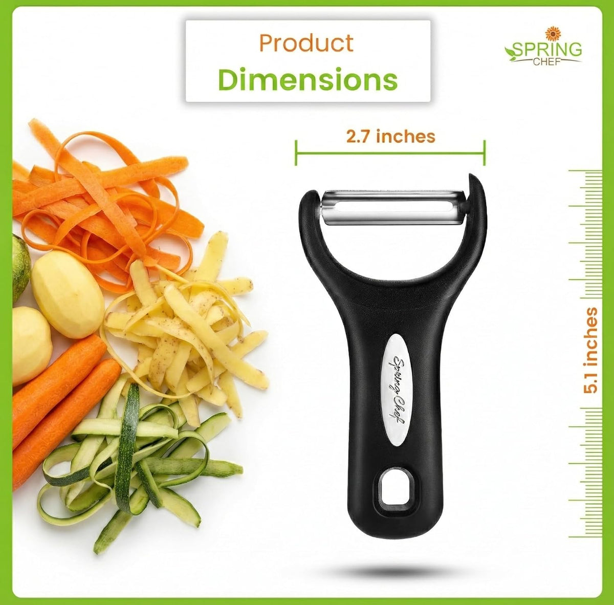3pcs Vegetable Peelers for Kitchen, Swivel, Y & Julienne Peeler
