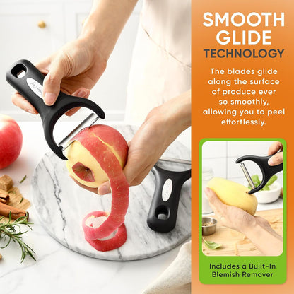 3pcs Vegetable Peelers for Kitchen, Swivel, Y & Julienne Peeler
