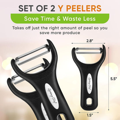 3pcs Vegetable Peelers for Kitchen, Swivel, Y & Julienne Peeler