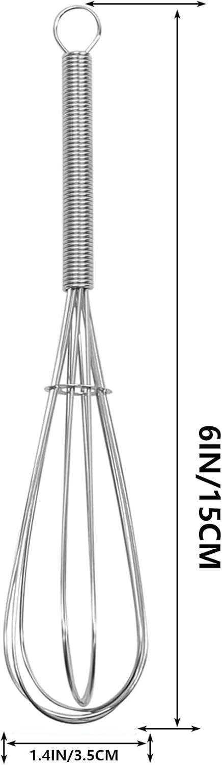 Mini Wire Whisk, 3-Pack - 8, 10 & 12 Inch Small Whisk for Cooking - Ergonomic Spiral Handle, 304 Stainless Steel - Ideal for Whisking, Beating, Blending & Mixing Sauces - Silver