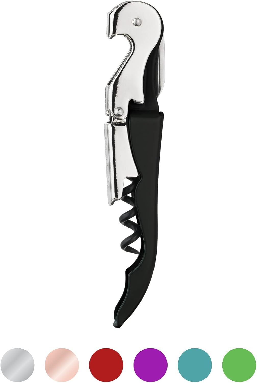 Truetap Double Hinged Waiter's Corkscrew Wine Opener, Stainless Steel Wine Bottle Opener with Built In Foil Cutter, Home Bar Tools, Bar Cart Accessories, Wedding Gifts, Set of 1, Black