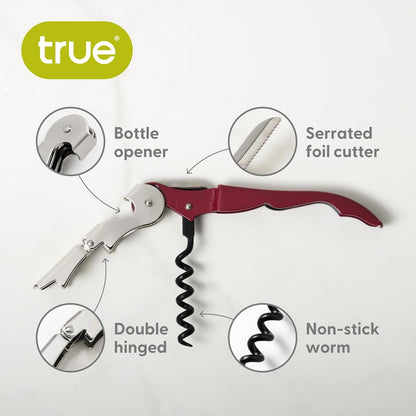 Truetap Double Hinged Waiter's Corkscrew Wine Opener, Stainless Steel Wine Bottle Opener with Built In Foil Cutter, Home Bar Tools, Bar Cart Accessories, Wedding Gifts, Set of 1, Black