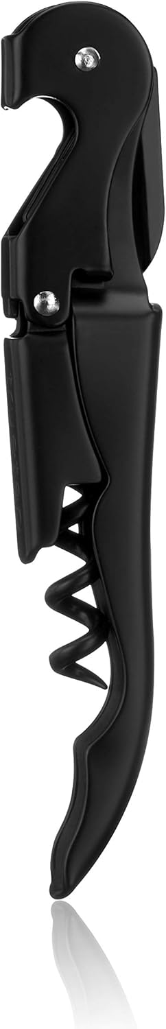 Truetap Double Hinged Waiter's Corkscrew Wine Opener, Stainless Steel Wine Bottle Opener with Built In Foil Cutter, Home Bar Tools, Bar Cart Accessories, Wedding Gifts, Set of 1, Black