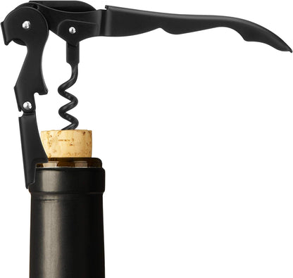 Truetap Double Hinged Waiter's Corkscrew Wine Opener, Stainless Steel Wine Bottle Opener with Built In Foil Cutter, Home Bar Tools, Bar Cart Accessories, Wedding Gifts, Set of 1, Black