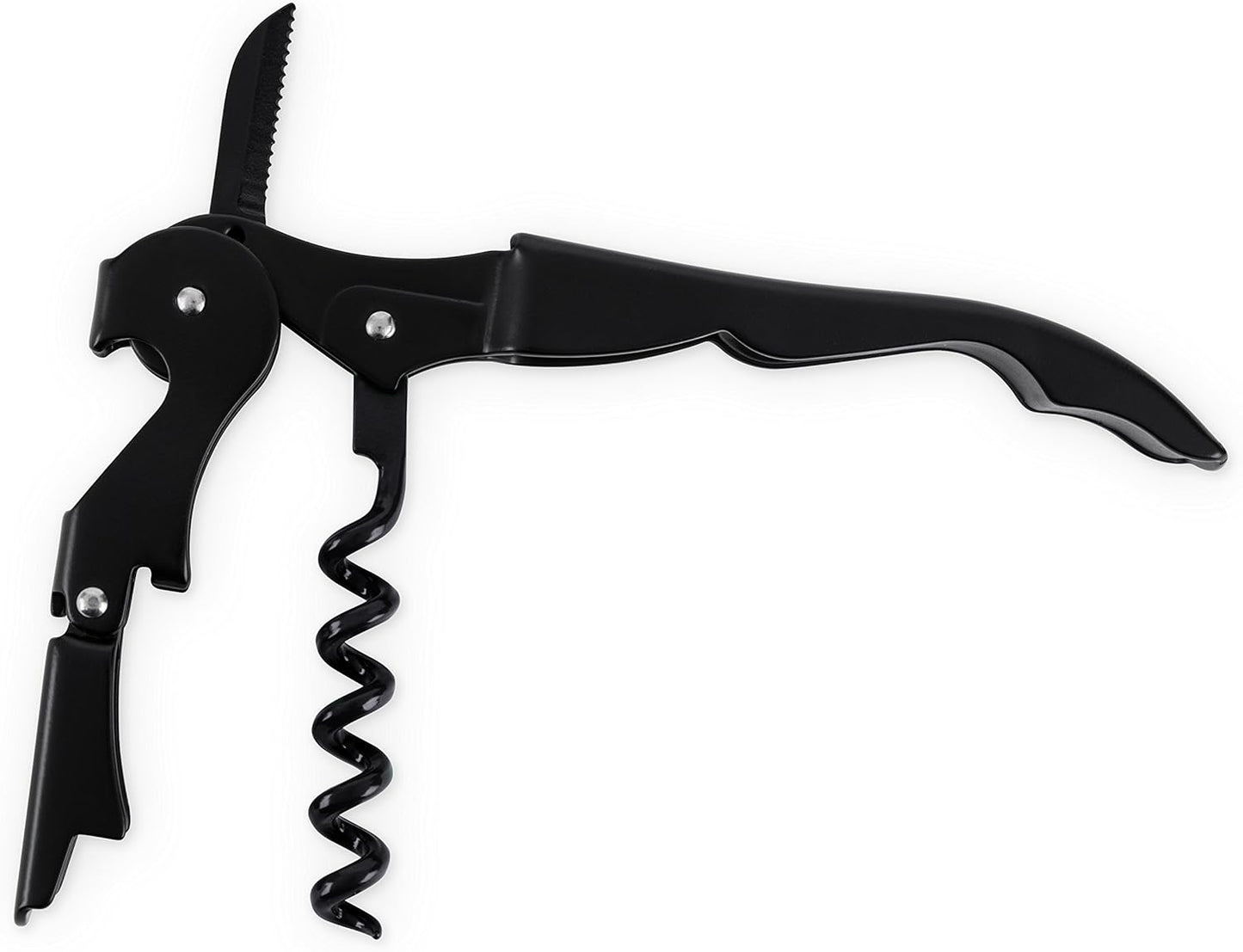 Truetap Double Hinged Waiter's Corkscrew Wine Opener, Stainless Steel Wine Bottle Opener with Built In Foil Cutter, Home Bar Tools, Bar Cart Accessories, Wedding Gifts, Set of 1, Black