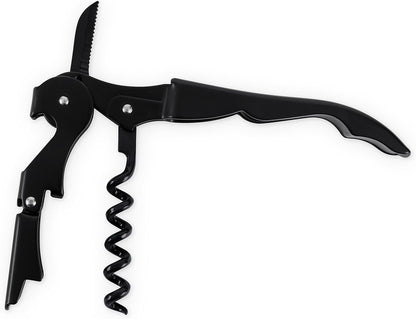 Truetap Double Hinged Waiter's Corkscrew Wine Opener, Stainless Steel Wine Bottle Opener with Built In Foil Cutter, Home Bar Tools, Bar Cart Accessories, Wedding Gifts, Set of 1, Black
