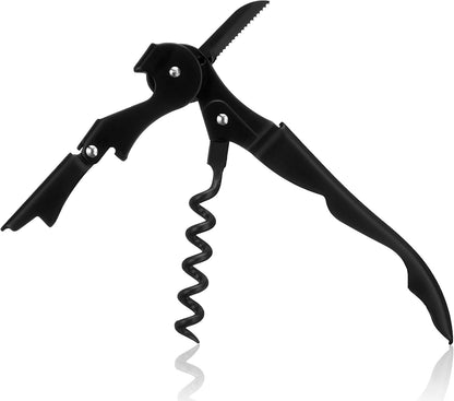 Truetap Double Hinged Waiter's Corkscrew Wine Opener, Stainless Steel Wine Bottle Opener with Built In Foil Cutter, Home Bar Tools, Bar Cart Accessories, Wedding Gifts, Set of 1, Black