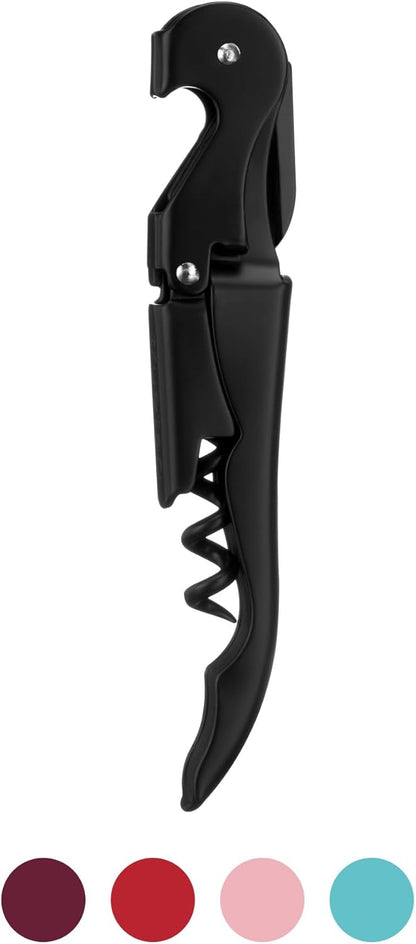Truetap Double Hinged Waiter's Corkscrew Wine Opener, Stainless Steel Wine Bottle Opener with Built In Foil Cutter, Home Bar Tools, Bar Cart Accessories, Wedding Gifts, Set of 1, Black