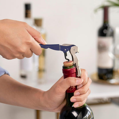 Truetap Double Hinged Waiter's Corkscrew Wine Opener, Stainless Steel Wine Bottle Opener with Built In Foil Cutter, Home Bar Tools, Bar Cart Accessories, Wedding Gifts, Set of 1, Black