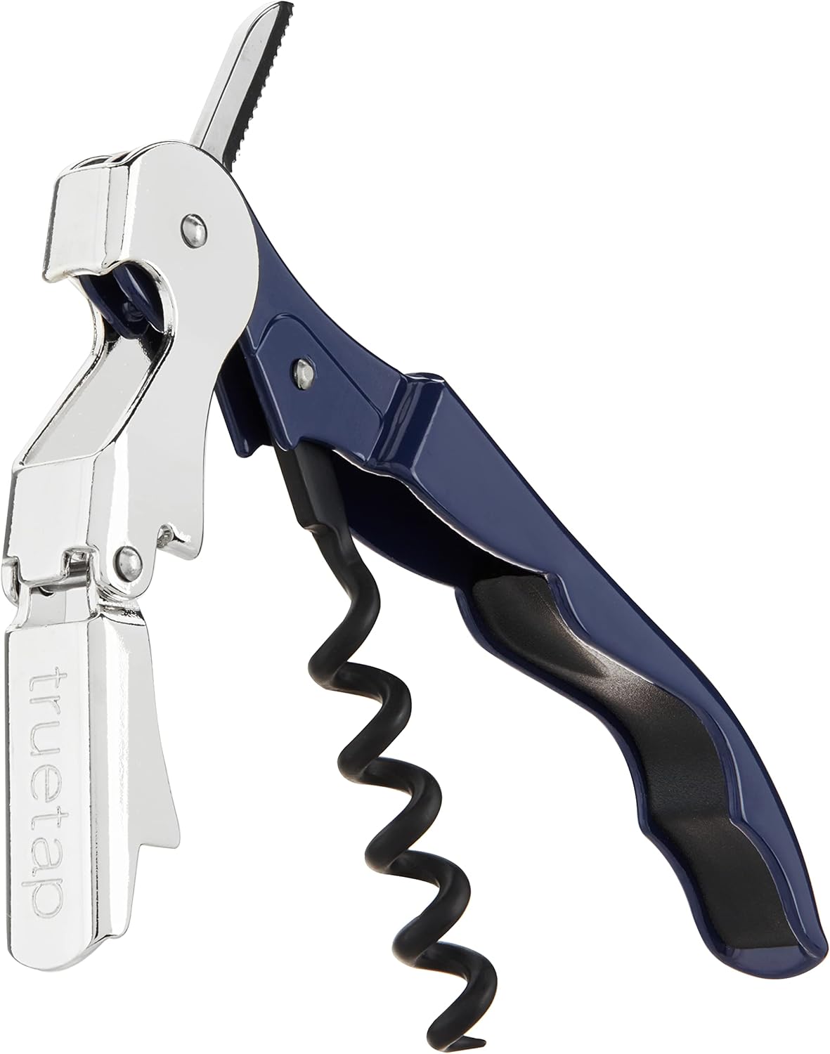 Truetap Double Hinged Waiter's Corkscrew Wine Opener, Stainless Steel Wine Bottle Opener with Built In Foil Cutter, Home Bar Tools, Bar Cart Accessories, Wedding Gifts, Set of 1, Black