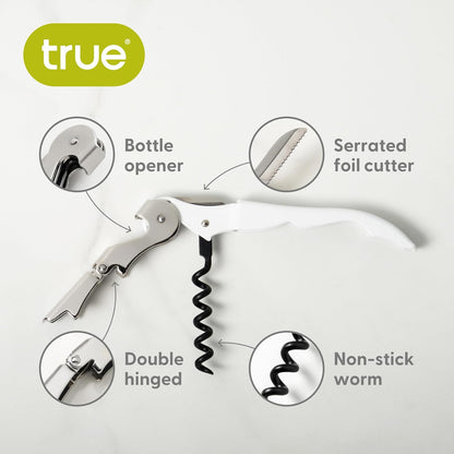 Truetap Double Hinged Waiter's Corkscrew Wine Opener, Stainless Steel Wine Bottle Opener with Built In Foil Cutter, Home Bar Tools, Bar Cart Accessories, Wedding Gifts, Set of 1, Black
