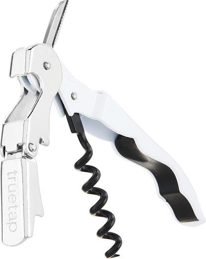 Truetap Double Hinged Waiter's Corkscrew Wine Opener, Stainless Steel Wine Bottle Opener with Built In Foil Cutter, Home Bar Tools, Bar Cart Accessories, Wedding Gifts, Set of 1, Black