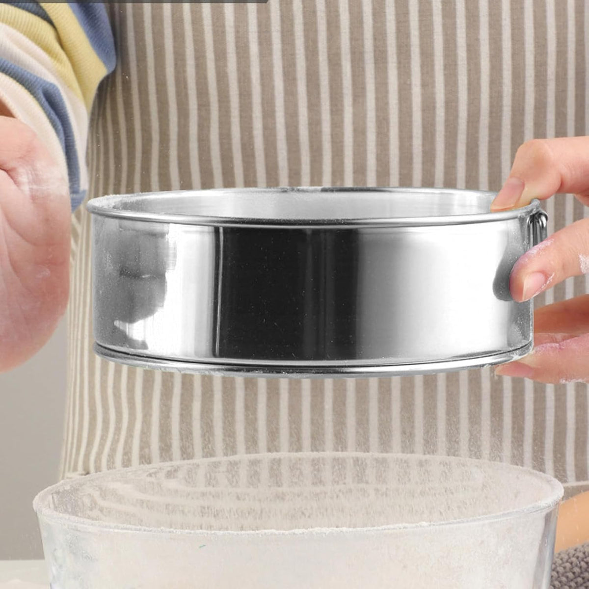 80 Mesh Round Sifter, Large Size Anti Stick Coated Stainless Steel Flour Sieve for Powdered Sugar Cocoa Powder
