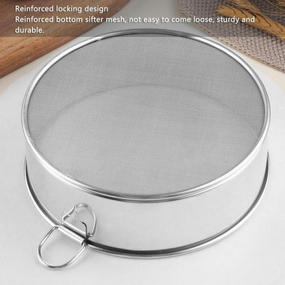 80 Mesh Round Sifter, Large Size Anti Stick Coated Stainless Steel Flour Sieve for Powdered Sugar Cocoa Powder