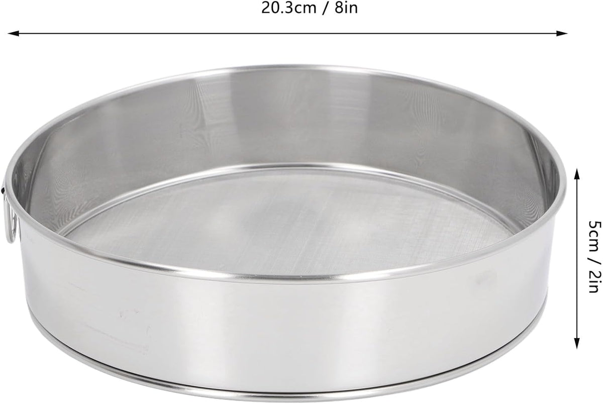 80 Mesh Round Sifter, Large Size Anti Stick Coated Stainless Steel Flour Sieve for Powdered Sugar Cocoa Powder