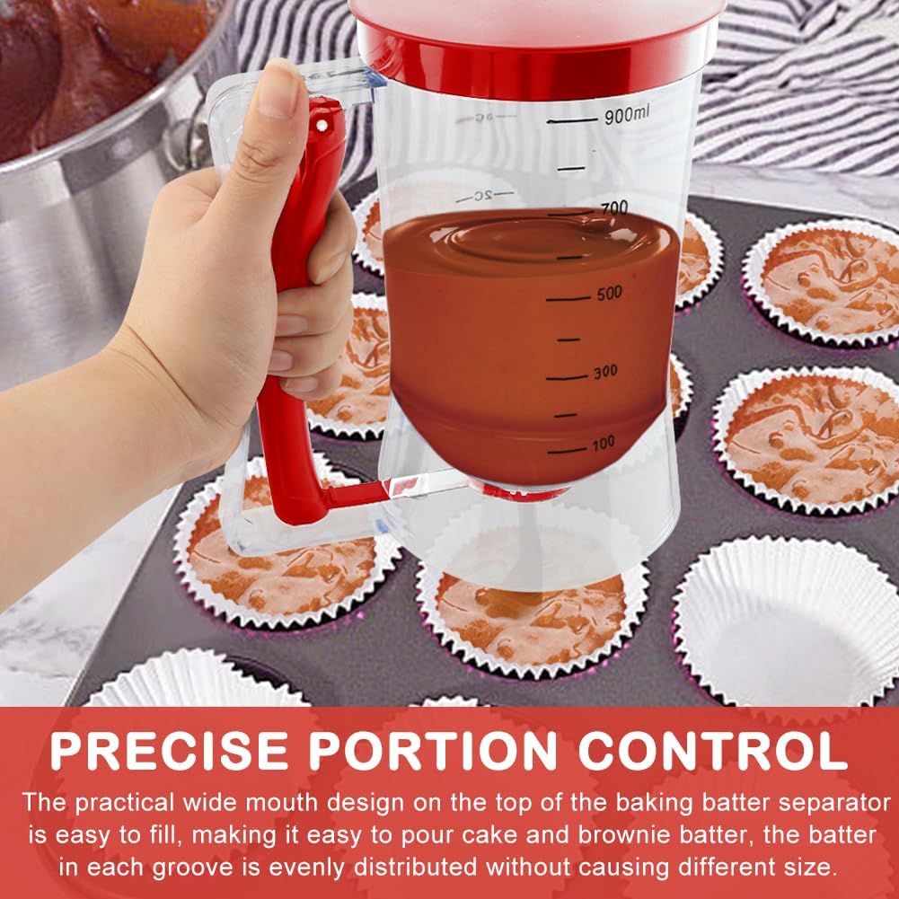 4 Cup Pancake Cupcake Batter Dispense with Oil Brush & Scraper