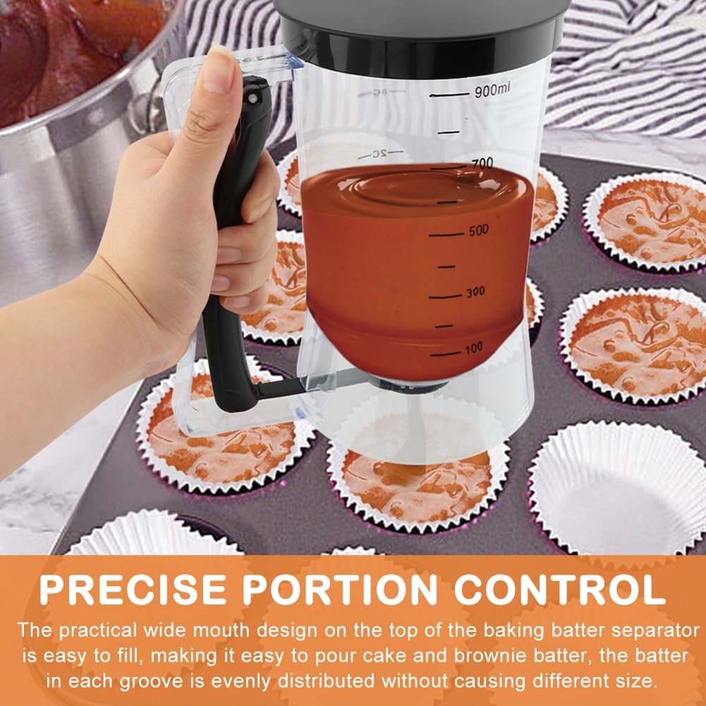 4 Cup Pancake Cupcake Batter Dispense with Oil Brush & Scraper
