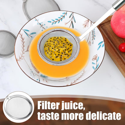 5 Pack Fine Mesh Skimmer Spoon Slotted Spoon Stainless Steel Hot Pot Fat Strainer Metal Food Strainer for Separation of the Floating Foam, Fat, Grease, Kitchen Cooking Mesh Food Strainers
