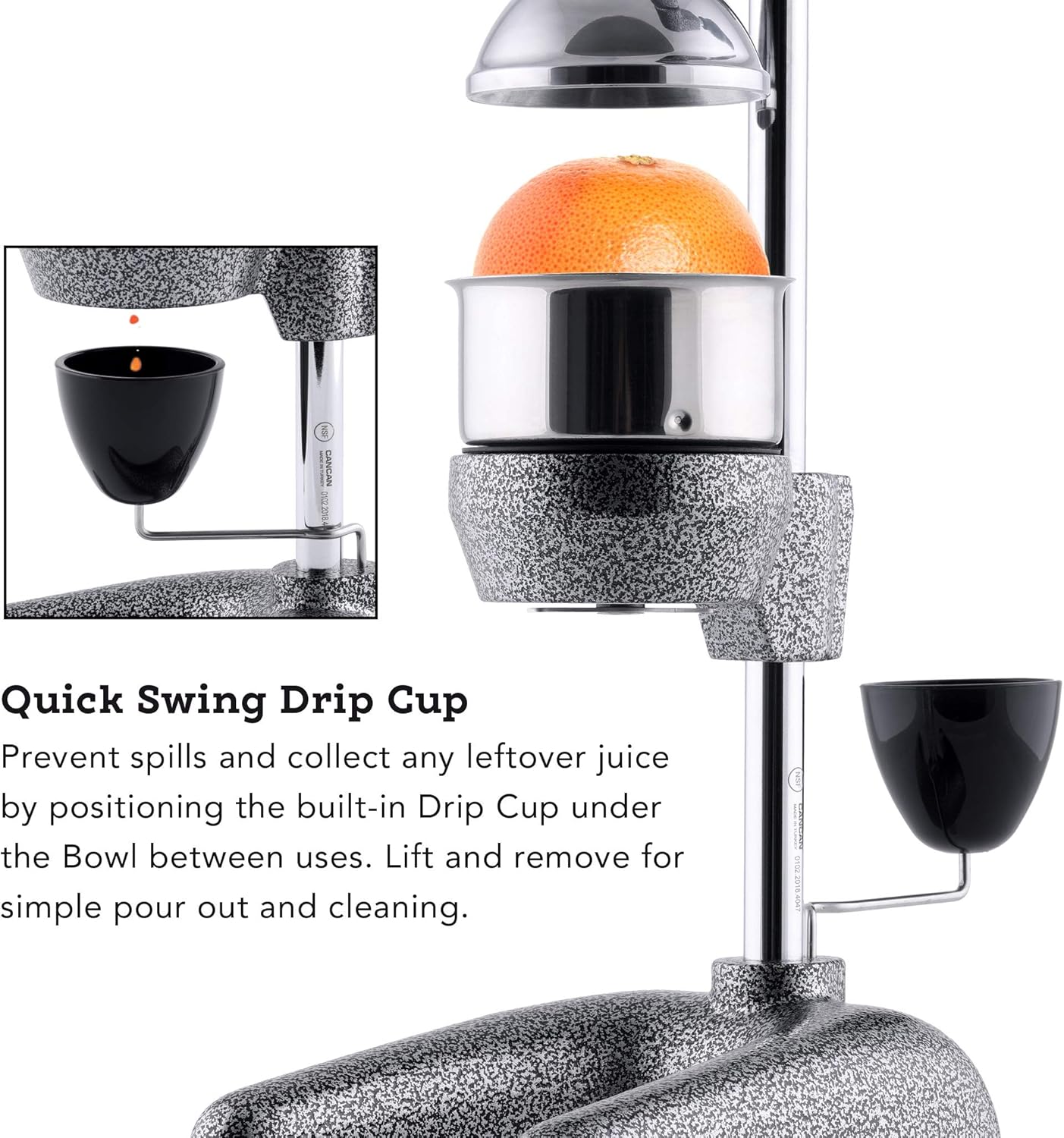 Pro MJP-100 Professional Manual Cold Press Juicer Machine for Orange, Lemon, and other Citrus Fruits, Gray
